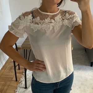 Lace Detail White Blouse